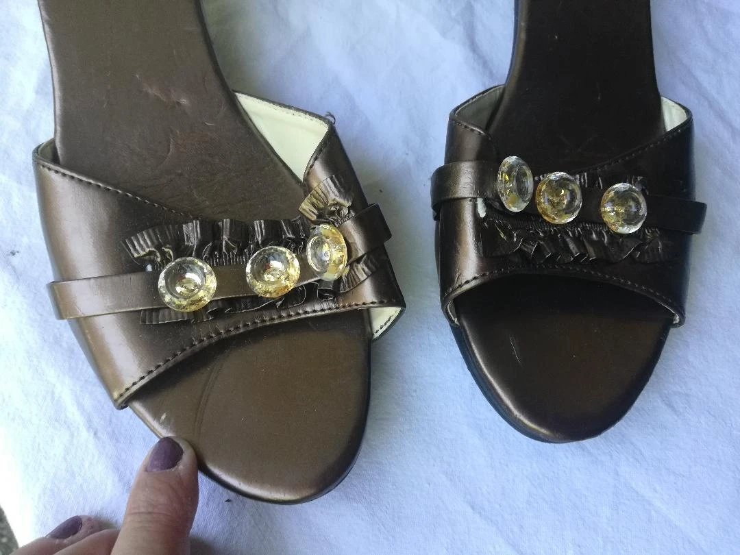Mules cor Bronze de salto médio dourado tamanho 38 (imperfeições) – photo 13
